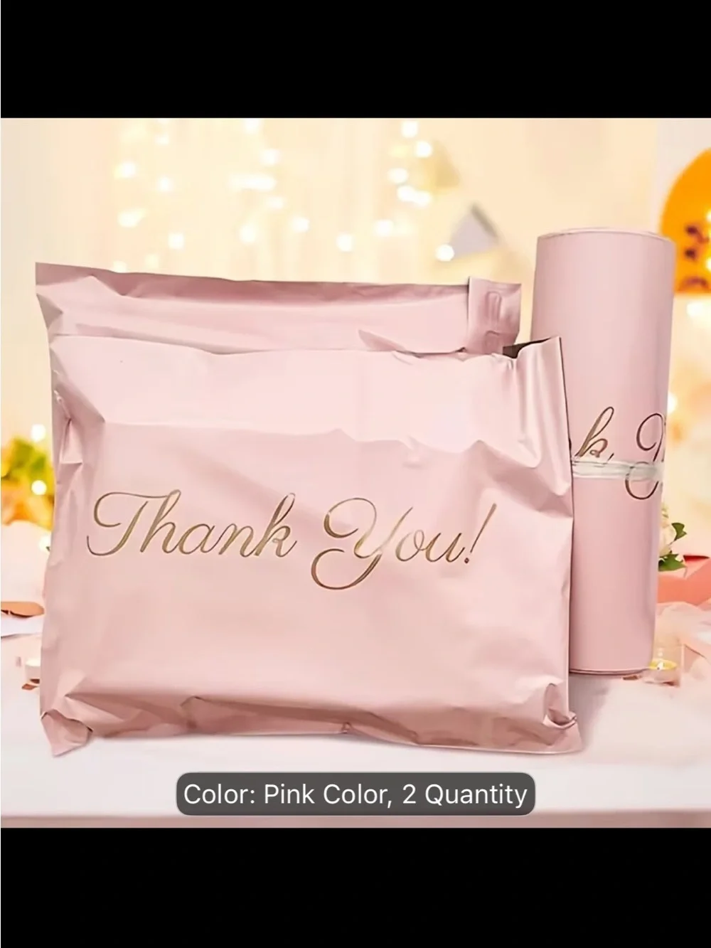 Pink Thank You Mailer Bags - Pack of 10 5.9”x10.63”